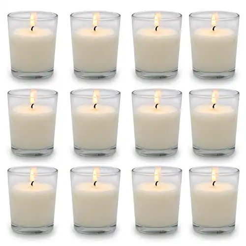 Set of 12 White Votive Candles, Unscented