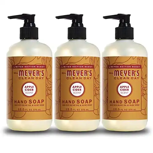 Mrs. Meyer's Clean Day's Liquid Hand Soap, Biodegradable Hand Wash Made with Essential Oils, Limited Edition Apple Cider, 12.5 oz - Pack of 3