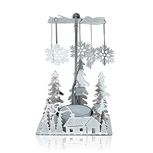 Silver Winter Cabin Candle Spinner