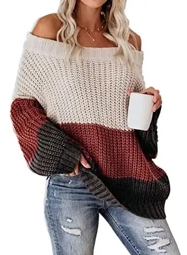 Womens Oversized Color Block Sweater
