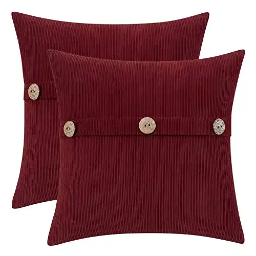 Burgundy Red 18x18" Throw Pillow Covers, Set of 2