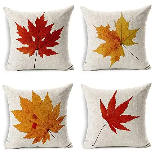 Maple Leaf Pillow Covers, 18x18, Set of 4