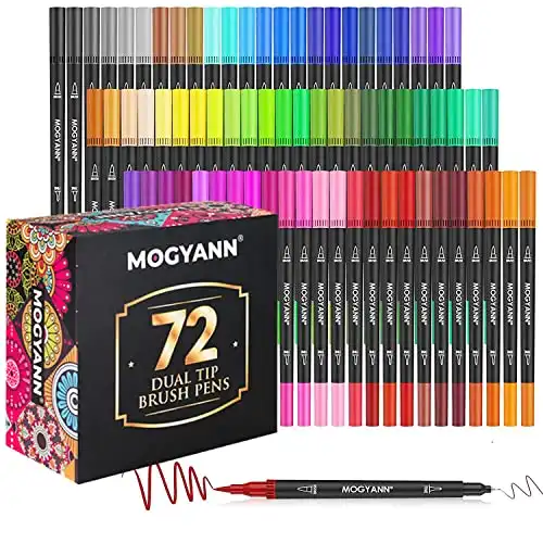 72 Color Dual Tip Brush Pens Marker Set
