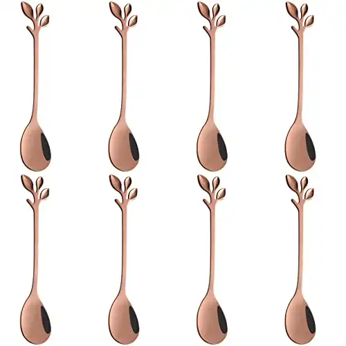 8 Piece Coffee Spoon Set With Leaf Handle